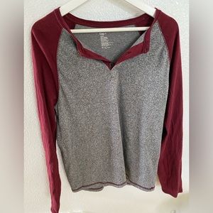 henley maroon and gray medium